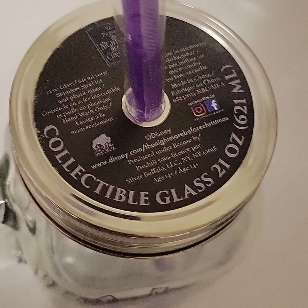 Nightmare before Christmas Mason Jar Jack Skellington NEW